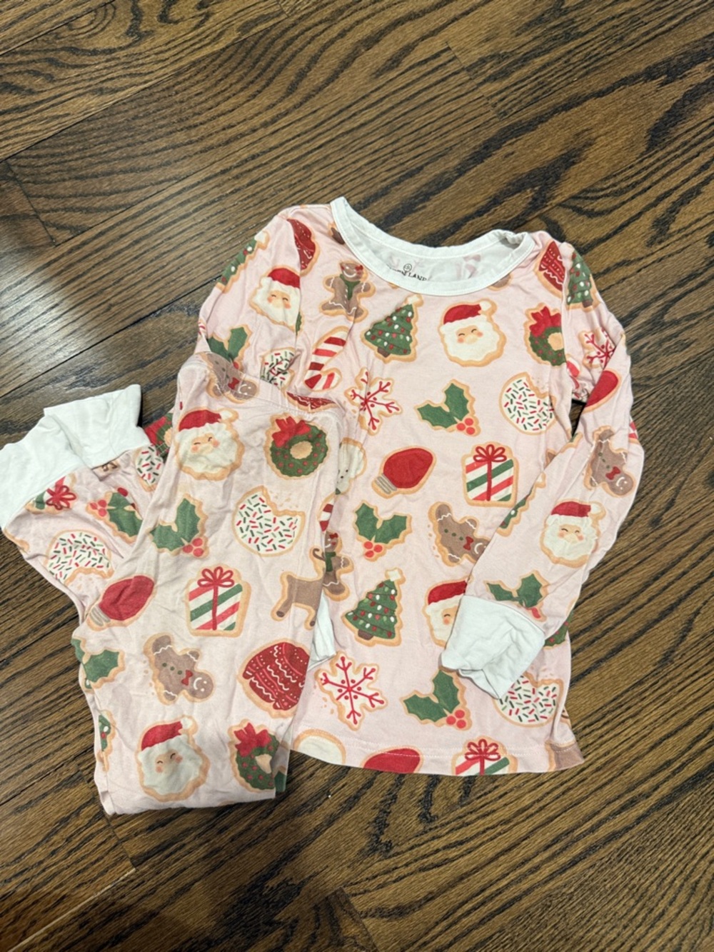 Caden Lane Pink Holiday Pajama Set with Festive Icons
